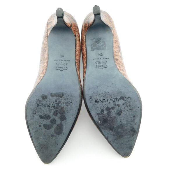 DONALD PLINER Mauve Pink Snake Textured Leather Heel Pumps 9 N - Picture 7 of 7